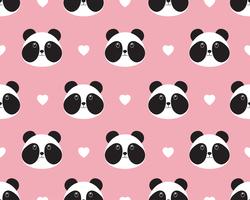 Nahtloses Muster des netten Pandagesichtes mit Herzen auf süßem Hintergrund vektor
