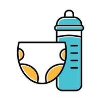 Symbol für blaue Farbe im Kleinkinderzimmer. Kindergarten. Windel, Babyflasche. Kinderbetreuungszone. Kinderzimmer. Betreuungsort. Krippe. Krankenzimmer für Babys. Wohnungsausstattung. isolierte vektorillustration vektor