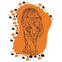 tiger vilda djur siluett isolerad på vit bakgrund. platt vektor illustration. för banderoller, kort, reklam, grattis, logotyp.