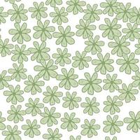 grüne Kamille blüht nahtloses Muster auf weißem Hintergrund. abstrakte Gänseblümchen Blumen endlose Tapete. vektor