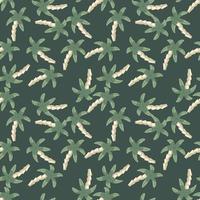 kaotisk palm sömlösa mönster på grön bakgrund. enkel tropisk tapet vektor