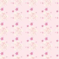 romantisches, rosiges, nahtloses Blumenmuster mit Ästen und Gänseblümchenelementen in rosa Tönen. einfache botanische Kulisse. vektor