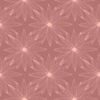 abstrakte Linie Kunst Knospe Gänseblümchen nahtloses Muster auf rotem Hintergrund. moderne Blumentapete. vektor