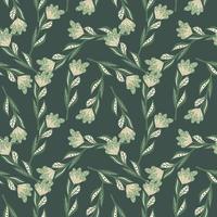 modernes nahtloses Muster mit zufälligen Blumenschattenbildern des Gekritzels. blassgrüne botanische Kunstwerke. vektor
