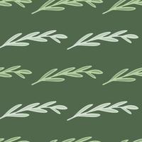 ekologiska sömlösa mönster med växtbaserade grenar med blad silhuetter. grön bakgrund. enkel stil. vektor