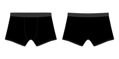 teknisk skiss svarta boxershorts man underkläder. vektor