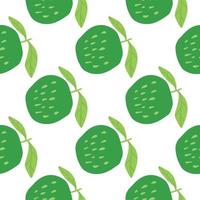 grüne Äpfel Musterdesign im Doodle-Stil auf weißem Hintergrund. vektor