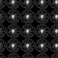 einfarbige Gänseblümchenblumen nahtloses Muster auf schwarzem Hintergrund. modernes botanisches Design für Stoff vektor