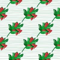 ljusa jultryck seamless mönster med holly berry grenar. röd och grön xmas prydnad på avskalad ljus bakgrund. vektor