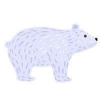 Eisbär stehend auf vier Pfoten isoliert auf weißem Hintergrund. tierweißes charakterdesign aus der arktis. Doodle-Stil. vektor