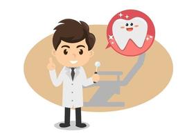 glückliches zahnsymbol niedlicher zahncharakter zähneputzen mit zahnpasta zahnarzt empfiehlt die beibehaltung gesunder zähne illustration für die kinderzahnheilkunde vektor