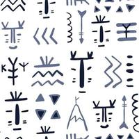 nahtloses muster der stammesmaske lokalisiert auf weißem hintergrund. afrikanische ethnische endlose Tapete. Doodle-Stil vektor