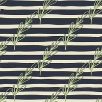 grön kontur kontur grenar seamless mönster. marinblå och grå randig bakgrund. doodle bakgrund. vektor