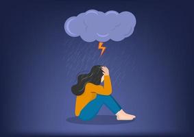 weibliche charaktere fühlen sich deprimiert, als wären sie allein und weinen vor traurigkeit. trauriges konzept einer psychischen krankheit oder flacher stil der illustration vektor