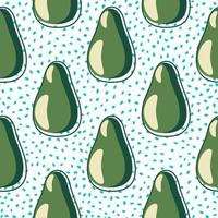 Avocado Musterdesign auf Punkthintergrund. vegetarische gesunde lebensmittelkulisse. vektor