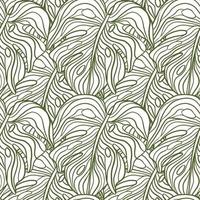 grüne konturierte Monsterblätter Silhouetten nahtloses Muster. tropisches laub natürliches kunstwerk. vektor