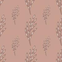 minimalistiskt blekt sömlöst mönster i rosa toner med bladsilhuetter. lövverk abstrakt doodle bakgrund. vektor