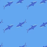Nahtloses Muster Tigerhai hellblauer Hintergrund. blau texturiert von Meeresfischen für jeden Zweck. vektor