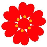 enkel platt ritning.röd blomma. vektor