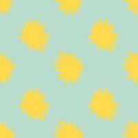 Kontrast einfaches nahtloses Muster mit gelben Sonnensilhouetten. Gekritzelsternverzierung auf blauem Hintergrund. helles Design. vektor