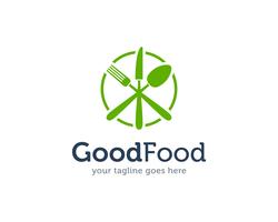 Gutes Lebensmittel-Löffel-Gabel-Messer Logo Icon Vector