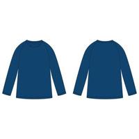 teknisk skiss marinblå färg raglan sweatshirt. designmall för barnkläder jumper. fram- och bakvy. vektor