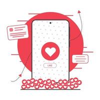 mobiltelefon kommunikation kärlek koncept platt design - platt illustration vektor