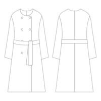 Schablonenfrauenwollmischungsmantel-Vektorillustrationsflache Designentwurfs-Kleidungssammlungsoberbekleidung vektor