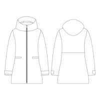 Schablonenfrauen mit Kapuze Parka-Vektorillustration flaches Designentwurfs-Kleidungssammlungsoberbekleidung vektor