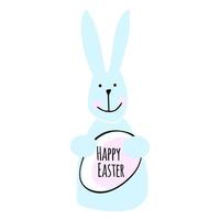 illustration blå kanin glad påsk gratulationskort vektor