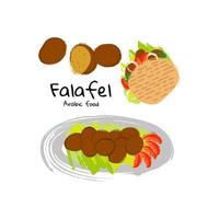 vektorillustration traditionelles arabisches und jüdisches essen falafel, falafel in pita. vektor