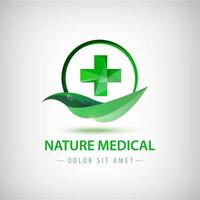 medizinisches logo der vektornatur, grünes blatt und kamm vektor