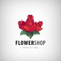 Vektor facettierte Rosen, Blumen-Logo, Symbol isoliert