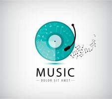 Musik-Vinyl-Logo, Symbol. vektor