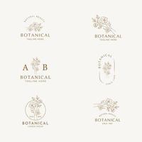 botaniska blommiga element handritad logotyp med vilda blommor och blad. logotyp för spa och skönhetssalong, boutique, ekologisk butik, bröllop, blomsterdesigner, inredning, fotografi, kosmetika. vektor