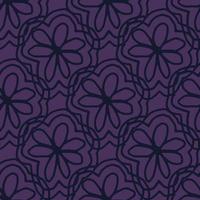 linjekonst svart blomma blommar seamless mönster på violett bakgrund. romantisk blommig oändlig tapet, vektor