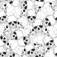 nahtloses muster des schädels. Halloween-Tapete. menschliches Skelett Handzeichnung Hintergrund. vektor
