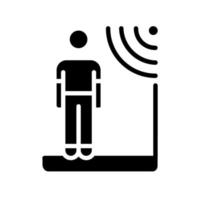 närhetssensorer svart glyfikon. fjärrreglering för tillträde till inträde. sakers internet. smart apparatteknik. siluett symbol på vitt utrymme. solid piktogram. vektor isolerade illustration