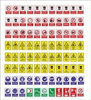 Turkiska skyltar, farosymbol, förbjudet skylt, arbetssäkerhets- och hälsoskilt, varningsskylt, brandsymbol. för klistermärke, affischer och annan materialutskrift. lätt att ändra. vektor. vektor