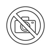 Verbotenes Schild mit linearem Kamerasymbol. dünne Liniendarstellung. Fotografieren verboten. Kontursymbol stoppen. Vektor isoliert Umrisszeichnung