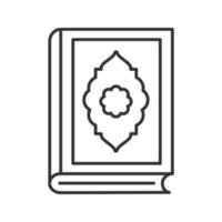 Koranbuch lineares Symbol. dünne Liniendarstellung. islamische Religion. Koran. Kontursymbol. Vektor isoliert Umrisszeichnung