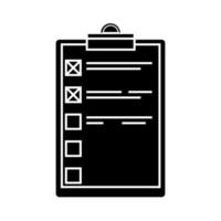 Glyphe Aufgabenliste oder Planungssymbol. einfache Artvektorillustration lokalisiert vektor