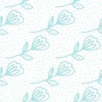 einfache blaue Blume Musterdesign im Doodle-Stil auf weißem Hintergrund. süße florale endlose Tapete. vektor