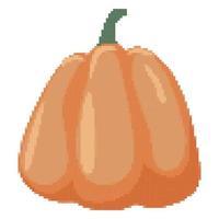 Kürbis-Symbol im Pixel-Art-Stil. Squash-Symbol für Halloween oder Thanksgiving. Retro-8-Bit-Zeichen. vektor