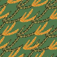 seamless mönster med orange färgade tång tryck. grön turkos bakgrund. handritad stil. vektor