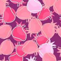 abstrakt stil seamless mönster med rosa slumpmässiga konturerade granatäpple element. lila bakgrund. vektor