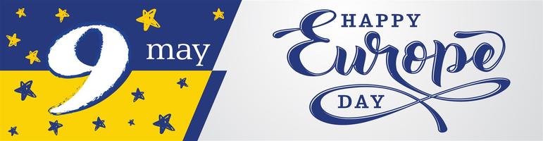 Europatag. Jährlicher Feiertag im Mai. Ist der Name von zwei jährlichen Beobachtungstagen - 5. Mai vom Europarat und 9. Mai von der Europäischen Union. Plakat, Karte, Banner und Hintergrund. Vektor - Vektör