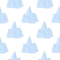 isolerade sömlösa doodle mönster med enkla dekorativa blå isberg prydnad. vit bakgrund. vektor