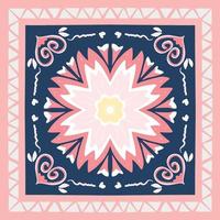 gul, rosa, vit indigoblå scarfsjal. geometriskt etniskt orientaliskt mönster traditionell design för bakgrund, matta, tapeter, kläder, omslag, batik, tyg, vektorillustration broderistil vektor