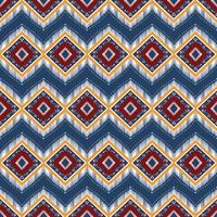 rot, gelb, weiß auf marineblau. geometrisches ethnisches orientalisches Muster traditionelles Design für Hintergrund, Teppich, Tapete, Kleidung, Verpackung, Batik, Stoff, Vektorillustrationsstickereiart vektor